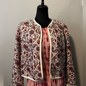 Chelsea &Violet Women’s Vintage Jacket Size L Floral Print multicolor wine white